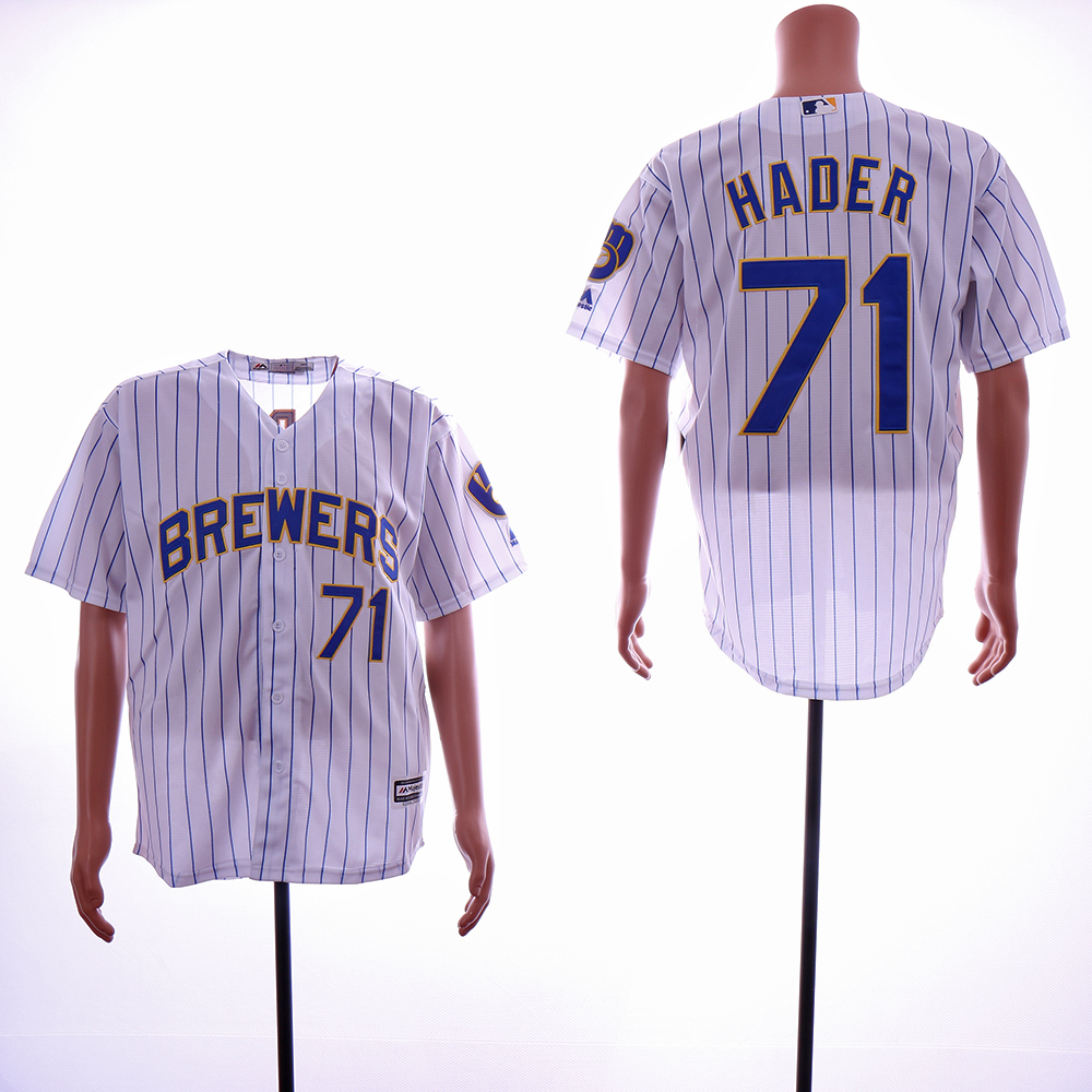 Men Milwaukee Brewers 71 Hader White Game MLB Jerseys